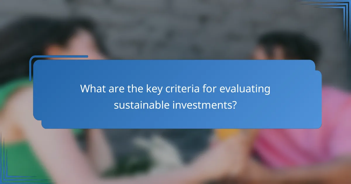 What are the key criteria for evaluating sustainable investments?