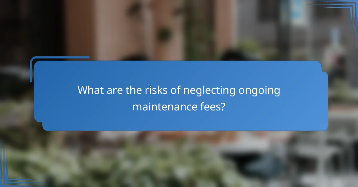 What are the risks of neglecting ongoing maintenance fees?