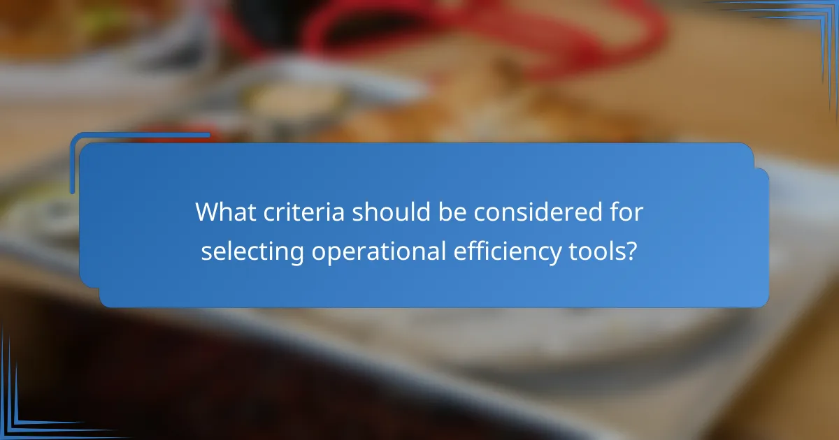 What criteria should be considered for selecting operational efficiency tools?